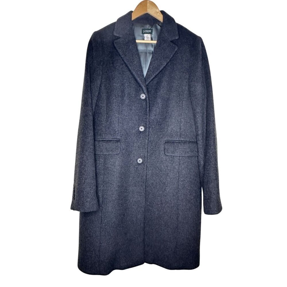 J.Crew‎ Coat Womens Size 10 Gray Tall Long Wool Cashmere Blend Lined